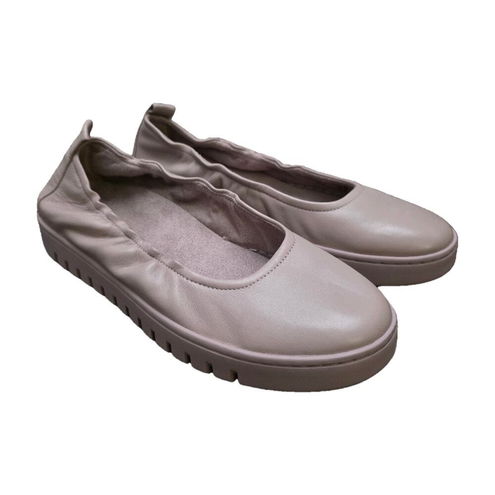 Vionic Women's Taupe Leather Elastic-Top Slip-On Flats